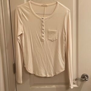 New In. Cream Long Sleeve Henley Top